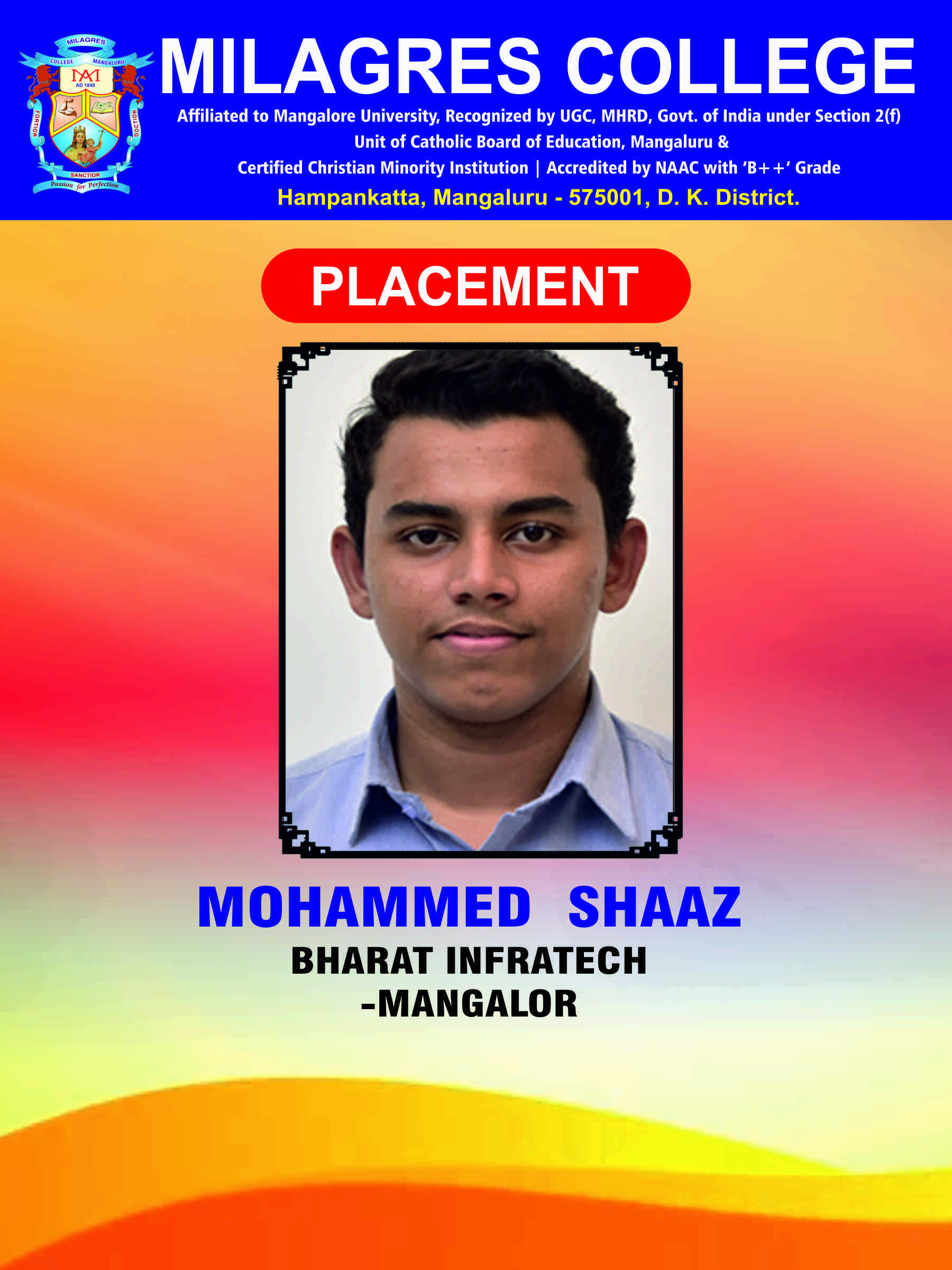 Successfully placed student